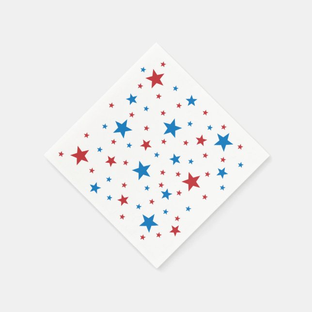 4. Juli, Red White and Blue Stars, Napkins Serviette (Ecke)