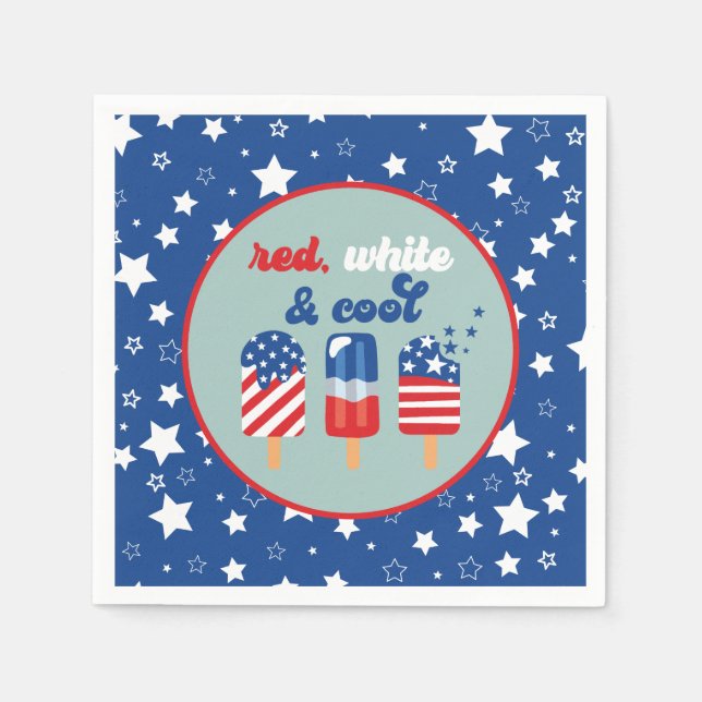 4. Juli Red White Blue Geburtstag Serviette (Vorderseite)