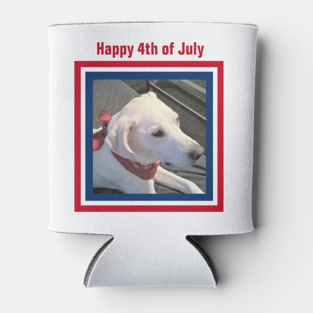 4. Juli Red White Blue Niedlich Dog Tragetuch Scar Dosenkühler (Vorderseite)