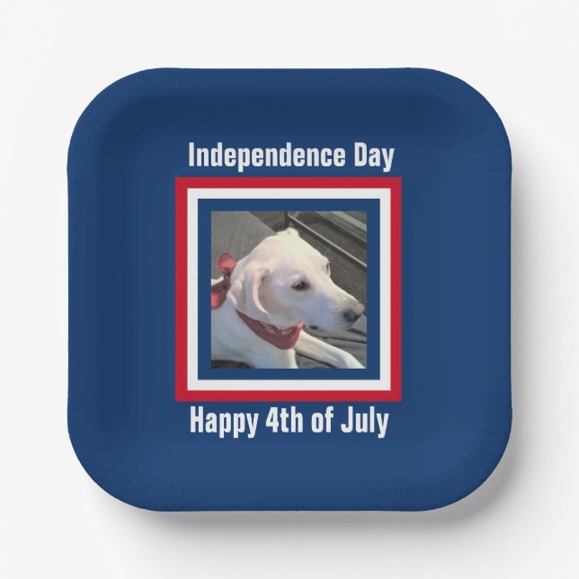 4. Juli Red, White, Blue Niedlich Dog Wear Scarf Pappteller (Vorderseite)