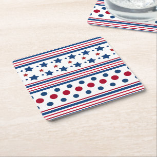 4. Juli Red White & Blue Patriotic Rechteckiger Pappuntersetzer