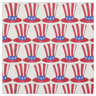 4. Juli Red White Blue Patriotic Uncle Sam Tophat Stoff