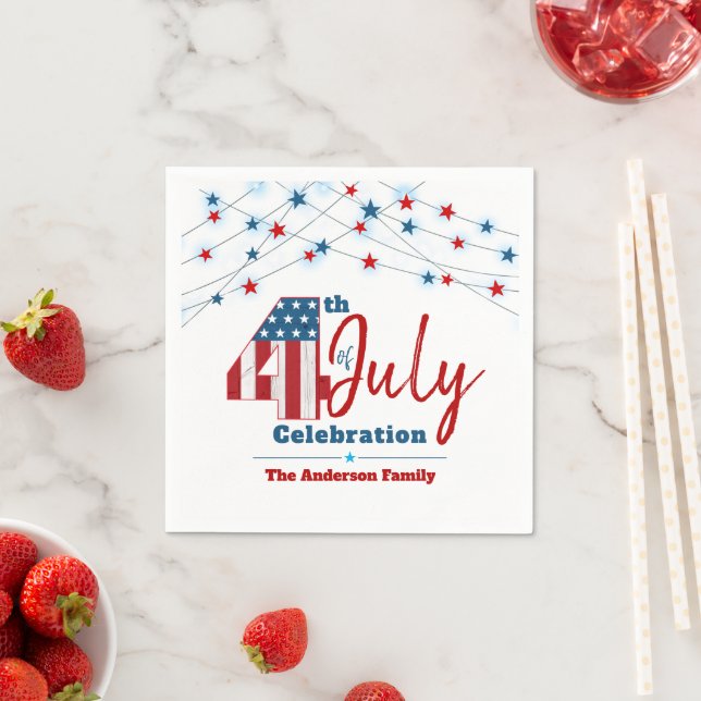 4. Juli Red White Blue Patriotic USA Flaggen Stars Serviette (Beispiel)