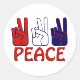 4. Juli Red White & Blue Peace 1,5" Runder Aufkleber