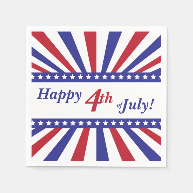 4. Juli Red White Blue US Flagge Serviette (Vorderseite)