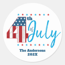 4. Juli Red White Blue USA Flag Bold Modern Runder Aufkleber