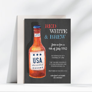 4. Juli Red White Brew GRILLEN Chalkboard Einladung