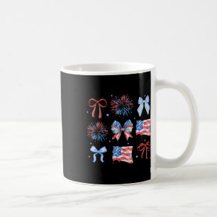4. Juli Red White Coquette Bow Feuerwerk Kaffeetasse