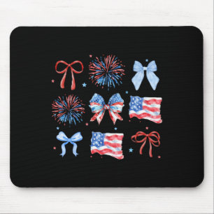 4. Juli Red White Coquette Bow Feuerwerk Mousepad