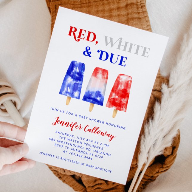 4. Juli Red White Due Baby Dusche Einladung (Von Creator hochgeladen)
