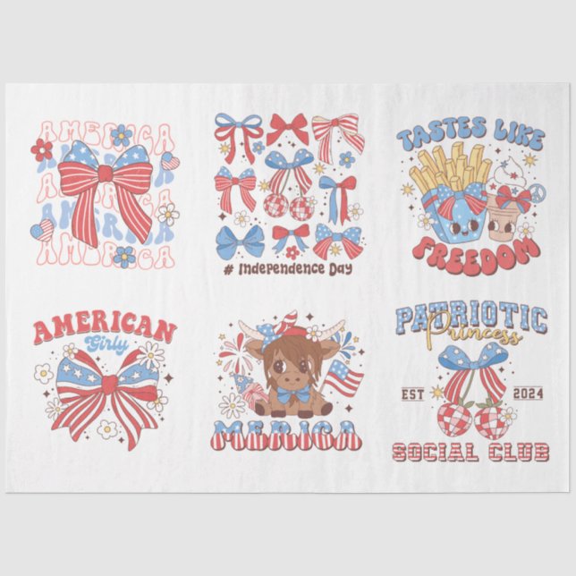 4. Juli Red White und Blue for Arts & Crafts Seidenpapier (Vorderseite)