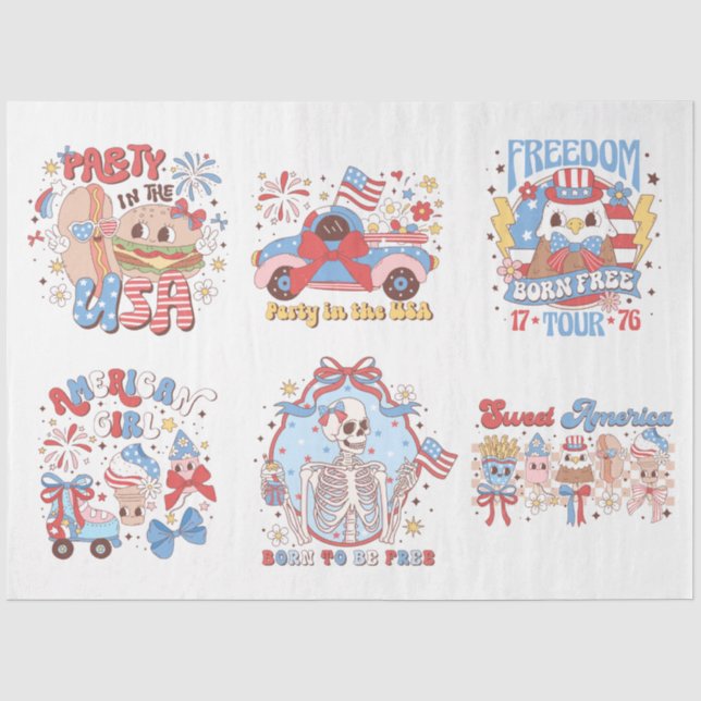 4. Juli Red White und Blue for Arts & Crafts Seidenpapier (Vorderseite)