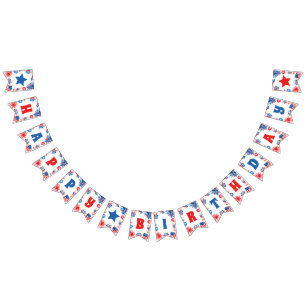 4. Juli Red White und Blue Happy Geburtstag Wimpelkette
