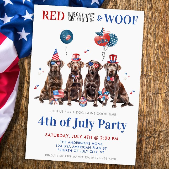 4. Juli Red White & Woof Patriotic Hunde Party Einladung (Von Creator hochgeladen)