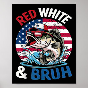 4. Juli Retro America Fischen Patriotischer Rot mi Poster