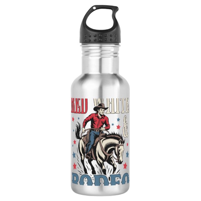 4. Juli Rodeo Cowboy Edelstahlflasche (Vorderseite)