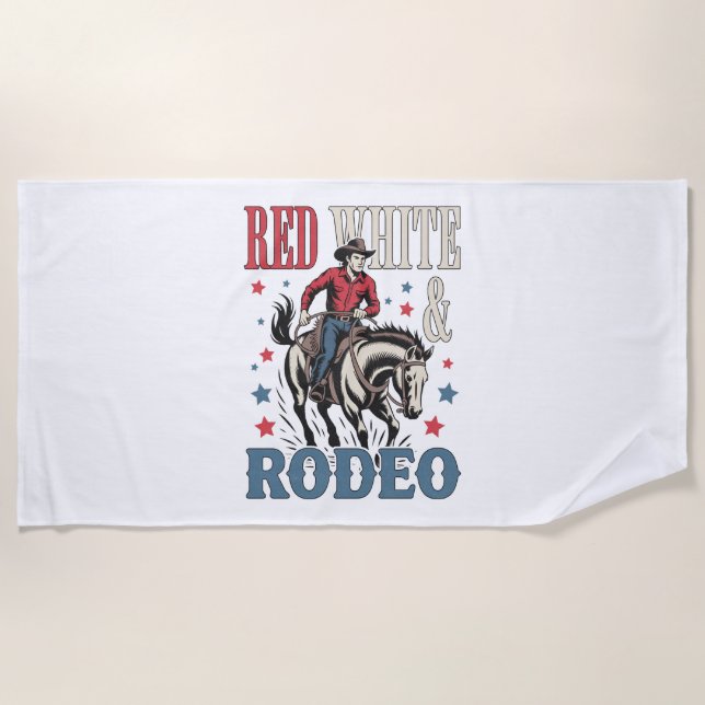 4. Juli Rodeo Cowboy Strandtuch (Vorderseite)