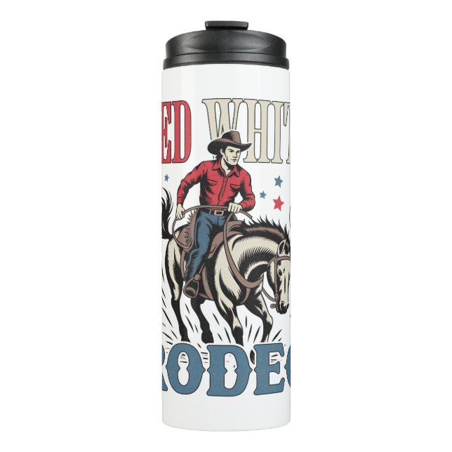 4. Juli Rodeo Cowboy Thermosbecher (Vorderseite)