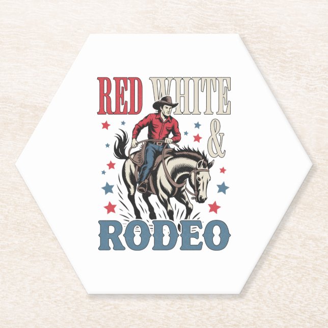 4. Juli Rodeo Cowboy Untersetzer (Vorderseite)