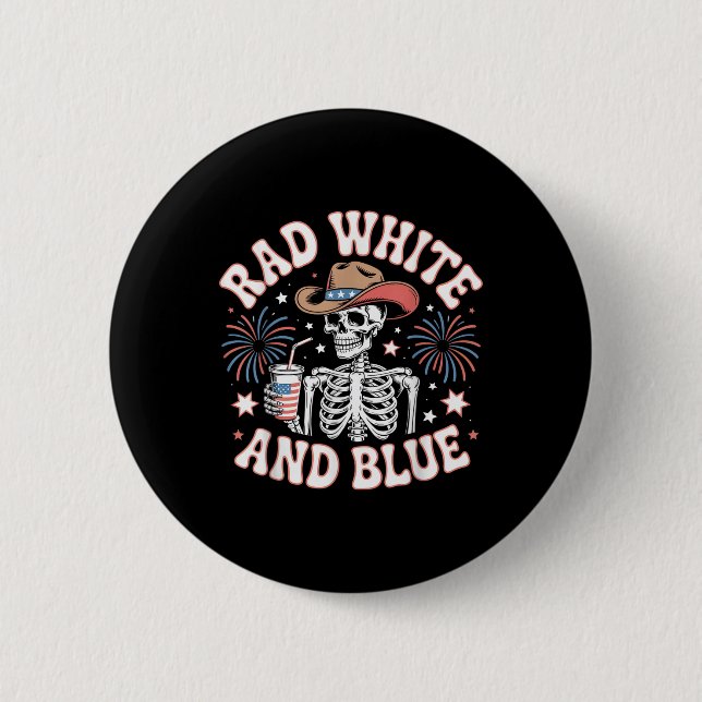 4. Juli Röntgen Rad Weiß Und Blau Radiologen  Button (Vorderseite)