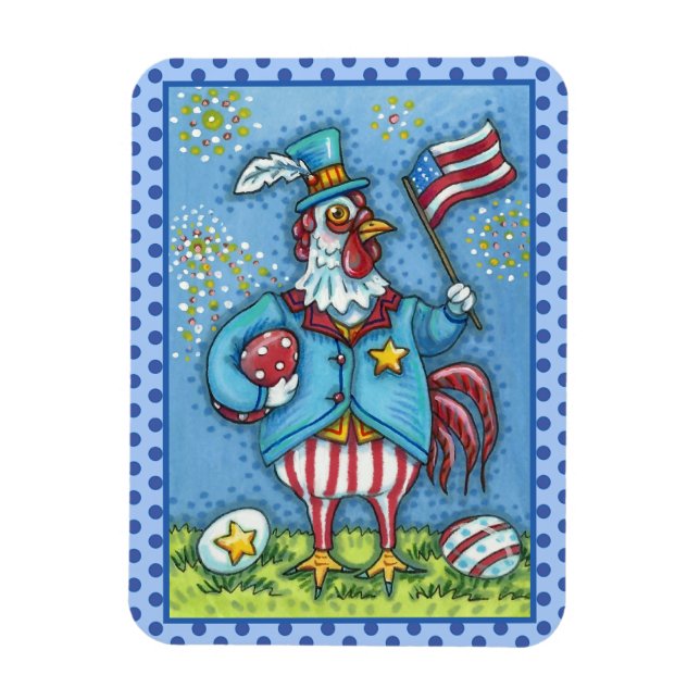 4. JULI ROOSTER, FEINDLICHE PATRIOTISCHE KÜCHE MAGNET (Vertikal)