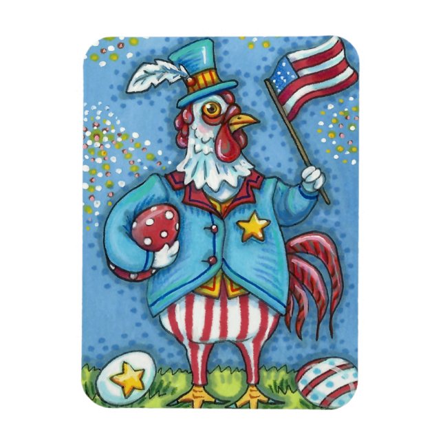 4. JULI ROOSTER, FEINDLICHE PATRIOTISCHE KÜCHE MAGNET (Vertikal)