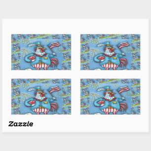 4. JULI ROOSTER, FEINDLICHE PATRIOTISCHE KÜCHE RECHTECKIGER AUFKLEBER
