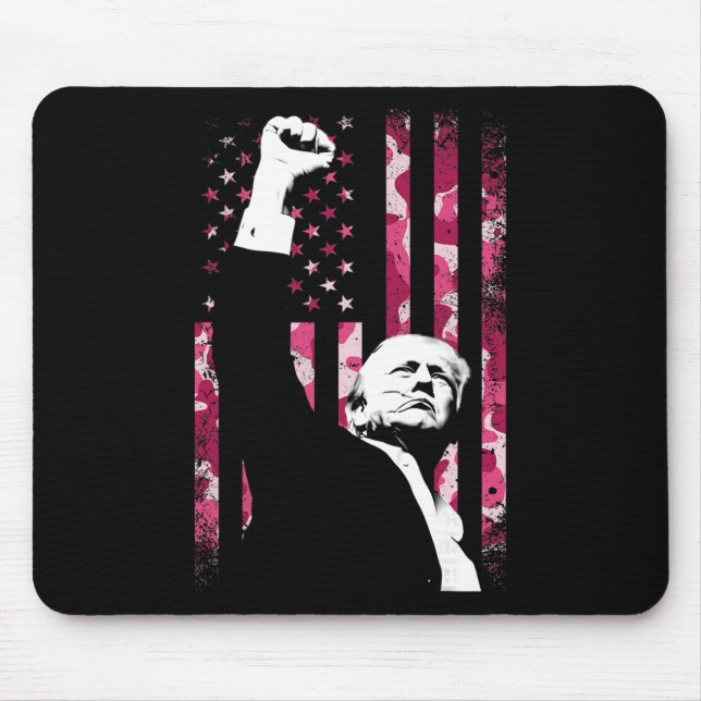 4. Juli Rosa Camo Tarnmuster Us Flagge Faust Kampf Mousepad (Vorne)