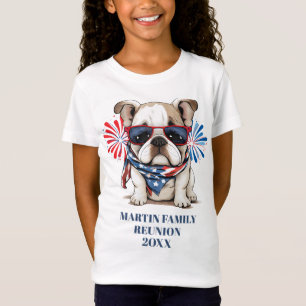4. Juli Rot Blau Bulldogge Familientreffen Mädchen T-Shirt