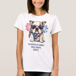 4. Juli Rot Blau Bulldogge Familientreffen T-Shirt