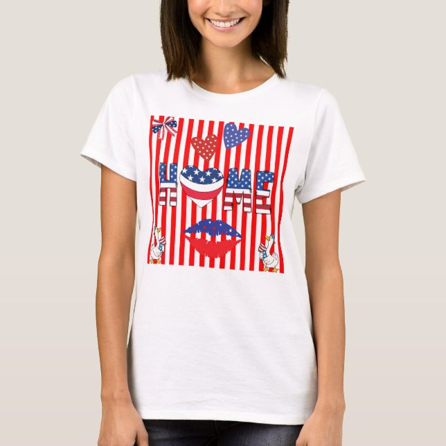 4. Juli rot gestreiftes T-Shirt (Vorderseite)