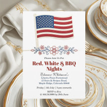 4. Juli Rot Weiß BBQ Nächte Amerikanische Flagge F