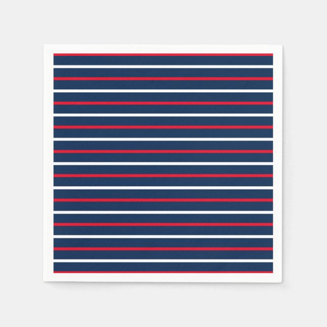 4. Juli Rot-Weiß-Blaue patriotische Streifen Serviette (Vorderseite)
