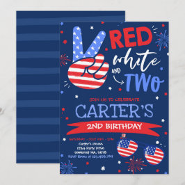 4. Juli rot weiß und blau 2. Geburtstag Einladung