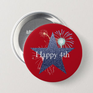 4. Juli Rot, Weiß und Blau-Feuerwerk Button