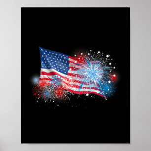 4. Juli rot weiß und blau Feuerwerk zeigen USA Poster