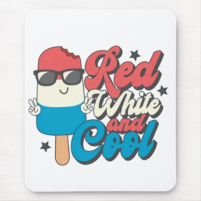 4. Juli Rot-Weiß und Coole Popsikel Mousepad (Vorne)