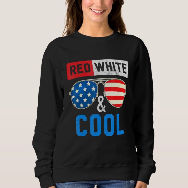 4. Juli rot weiß und Coole Sonnenbrille Kinder Jun Sweatshirt (Vorderseite)