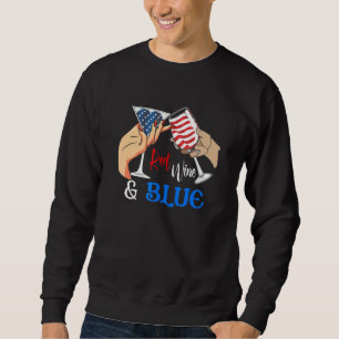 4. Juli Rotwein und blaue USA-Flagge Alkoholischer Sweatshirt