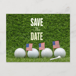 4. Juli Save the Date mit US-Flagge für Golf Postkarte