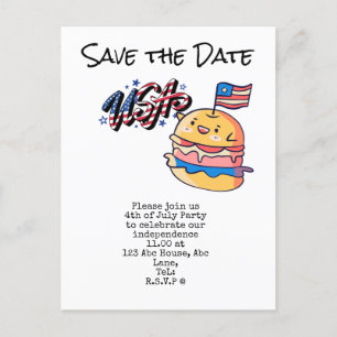4. Juli Save the Date Unabhängigkeitstag Party Postkarte