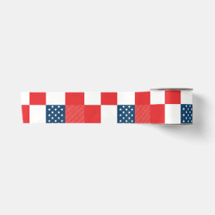 4. Juli Schachbrettmuster Patriotische Sterne und Satinband