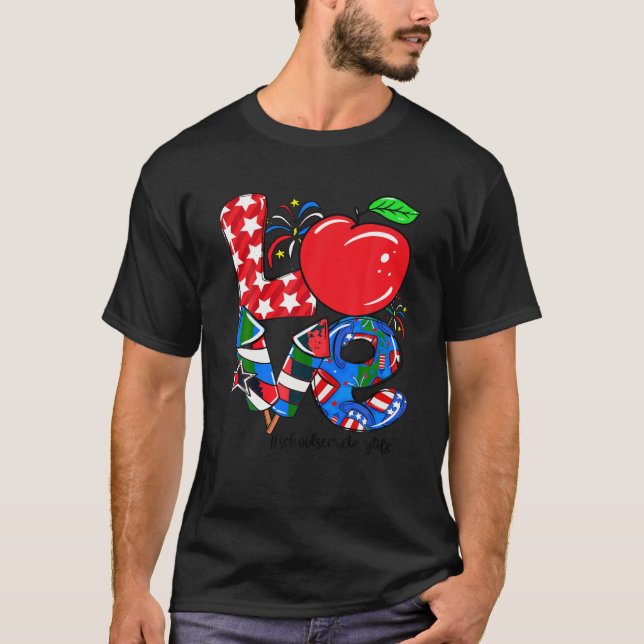 4. Juli Schulsekretärin Frauen Amerikanisch-Amerik T-Shirt (Vorderseite)