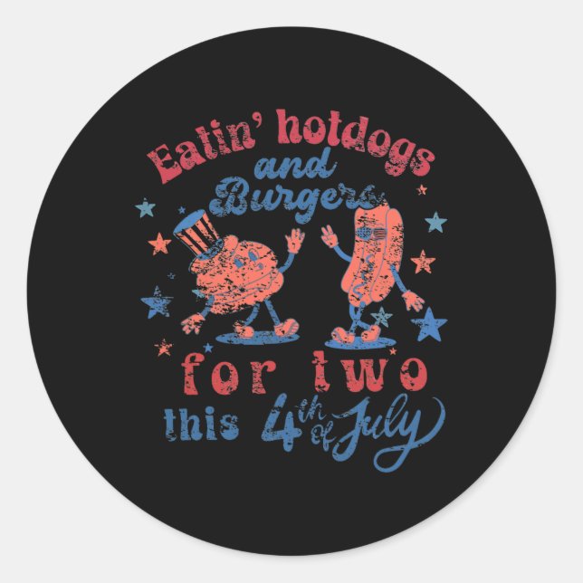 4. Juli Schwangerschaft essen Hotdogs und Burger f Runder Aufkleber (Vorderseite)