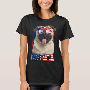 4. Juli Shirt American Flag Mops Hund Lover Cla