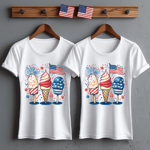 4. Juli Shirt mit Eiscreme und -flagge