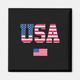 4. Juli Shirt Usa Patriotic US American Flag W Magnet