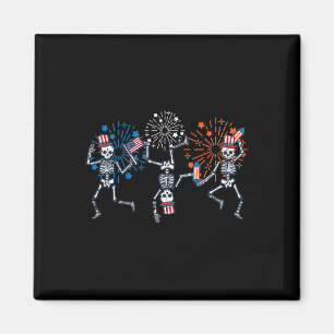 4. Juli Skeletons Tanz Feuerwerke Patriotische Fra Magnet