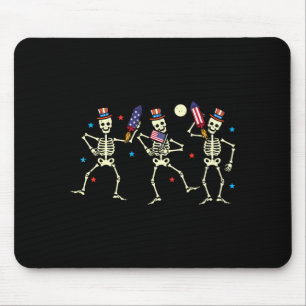 4. Juli Skelette tanzen Flagge Knochen Patriot Män Mousepad