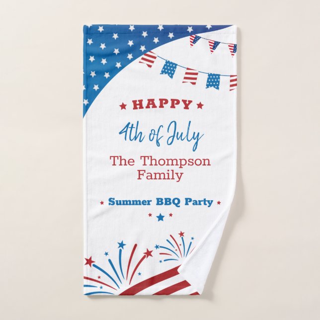 4. Juli Sommer Party Red White Blue Patriotic Handtuch (Handtuch)